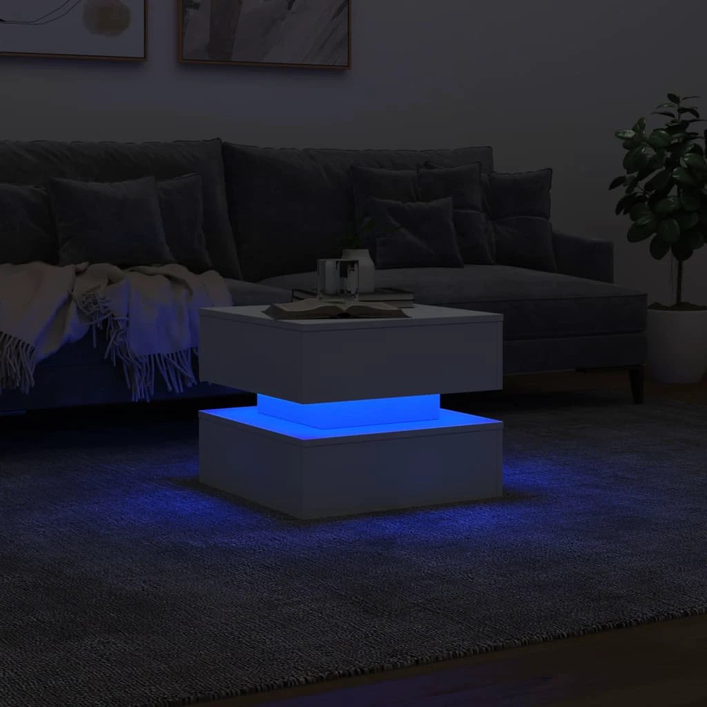 VidaXL Coffee Table 50x50x40 cm LED Living Room by vidaXL