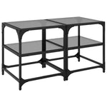 vidaXL Coffee Tables 40x40x45cm Black Glass Top by vidaXL