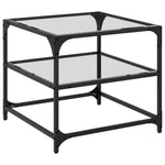 VidaXL Coffee Tables 50x50x45 cm Glass Top Two Piece Set With Steel Frame For Living Room Decor by vidaXL