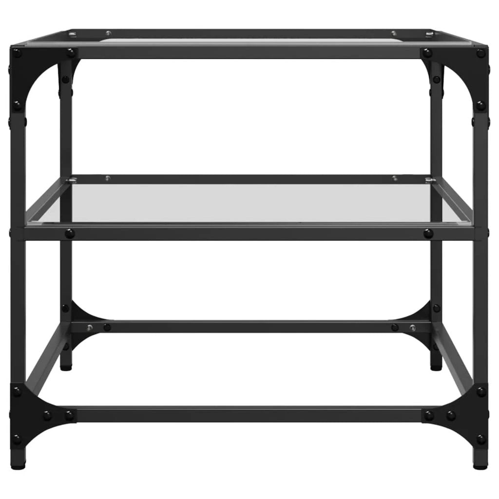vidaXL VidaXL Coffee Tables 50x50x45 cm Glass Top Two Piece Set With Steel Frame For Living Room Decor - Coffee Table