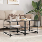 VidaXL Coffee Tables 50x50x45 cm Glass Top Two Piece Set With Steel Frame For Living Room Decor by vidaXL