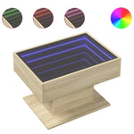 vidaXL vidaXL Coffee Table 70x50x45 cm LED Infinity Mirror Sonoma Oak Living Room Decor - Coffee Table