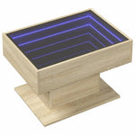 vidaXL vidaXL Coffee Table 70x50x45 cm LED Infinity Mirror Sonoma Oak Living Room Decor - Coffee Table