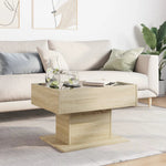 vidaXL vidaXL Coffee Table 70x50x45 cm LED Infinity Mirror Sonoma Oak Living Room Decor - Coffee Table