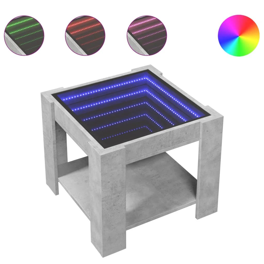 vidaXL Coffee Table 53x53x45 cm LED Infinity Mirror Modern Living Room Furniture by vidaXL
