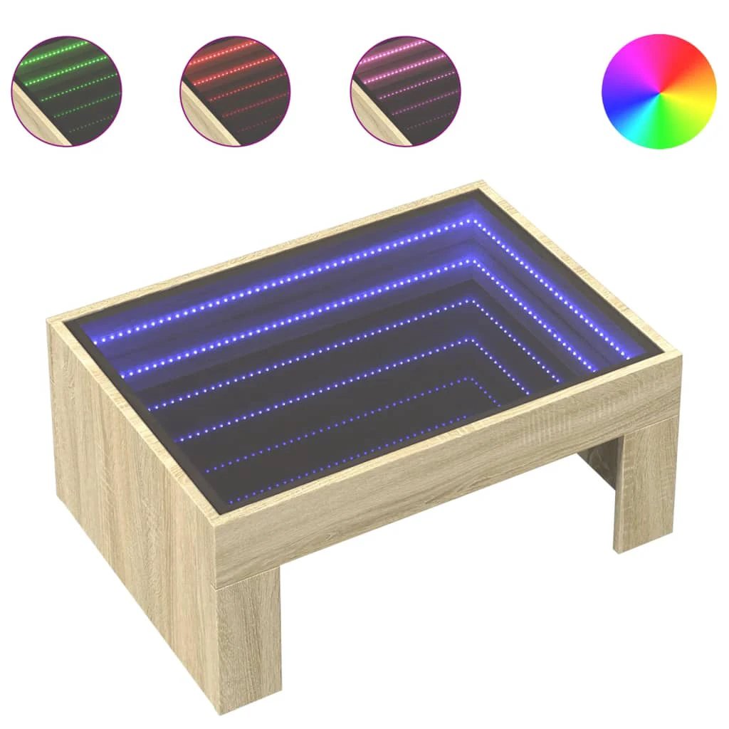 vidaXL vidaXL Coffee Table 70x50x30 cm Infinity LED RGB Mirror Glass For Modern Living Rooms - Coffee Table