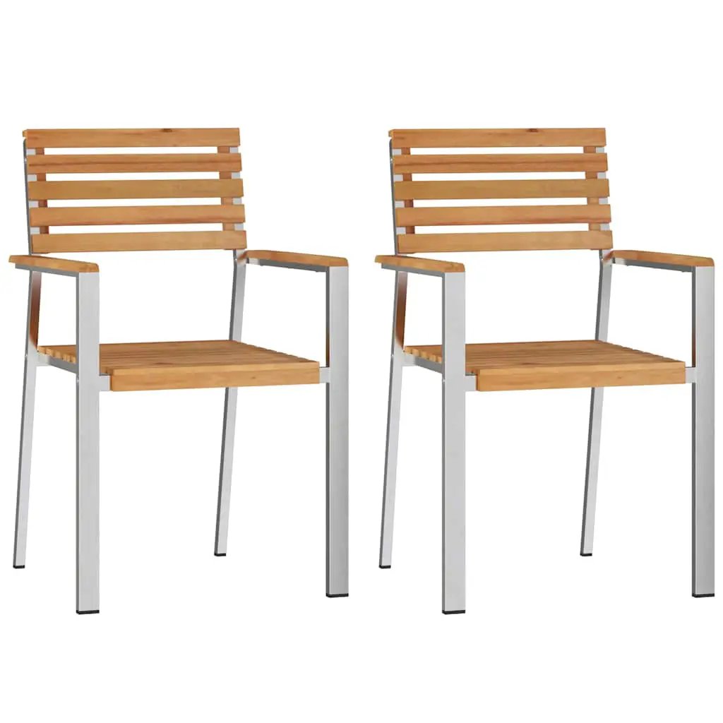 vidaXL vidaXL Garden Chair 2 pcs Oil Natural Solid Teak Wood - Garden Chairs