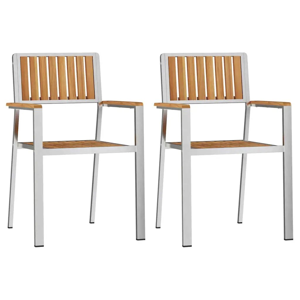 vidaXL vidaXL Garden Chair 2 pcs Brown 56 x 54.5 x 87 cm Solid Teak Wood -