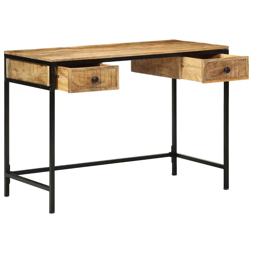 vidaXL vidaXL Writing Desk Brown 105 x 50 x 75 cm Solid Mango Wood and Metal - Desk
