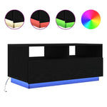vidaXL VidaXL Coffee Table 90x49x40 cm LED Lights Black Oak for Modern Living Rooms and Ambience - Coffee Table