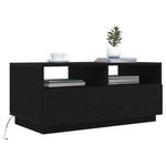 vidaXL VidaXL Coffee Table 90x49x40 cm LED Lights Black Oak for Modern Living Rooms and Ambience - Coffee Table