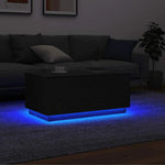VidaXL Coffee Table 90x49x40 cm LED Lights Black Oak for Modern Living Rooms and Ambience by vidaXL