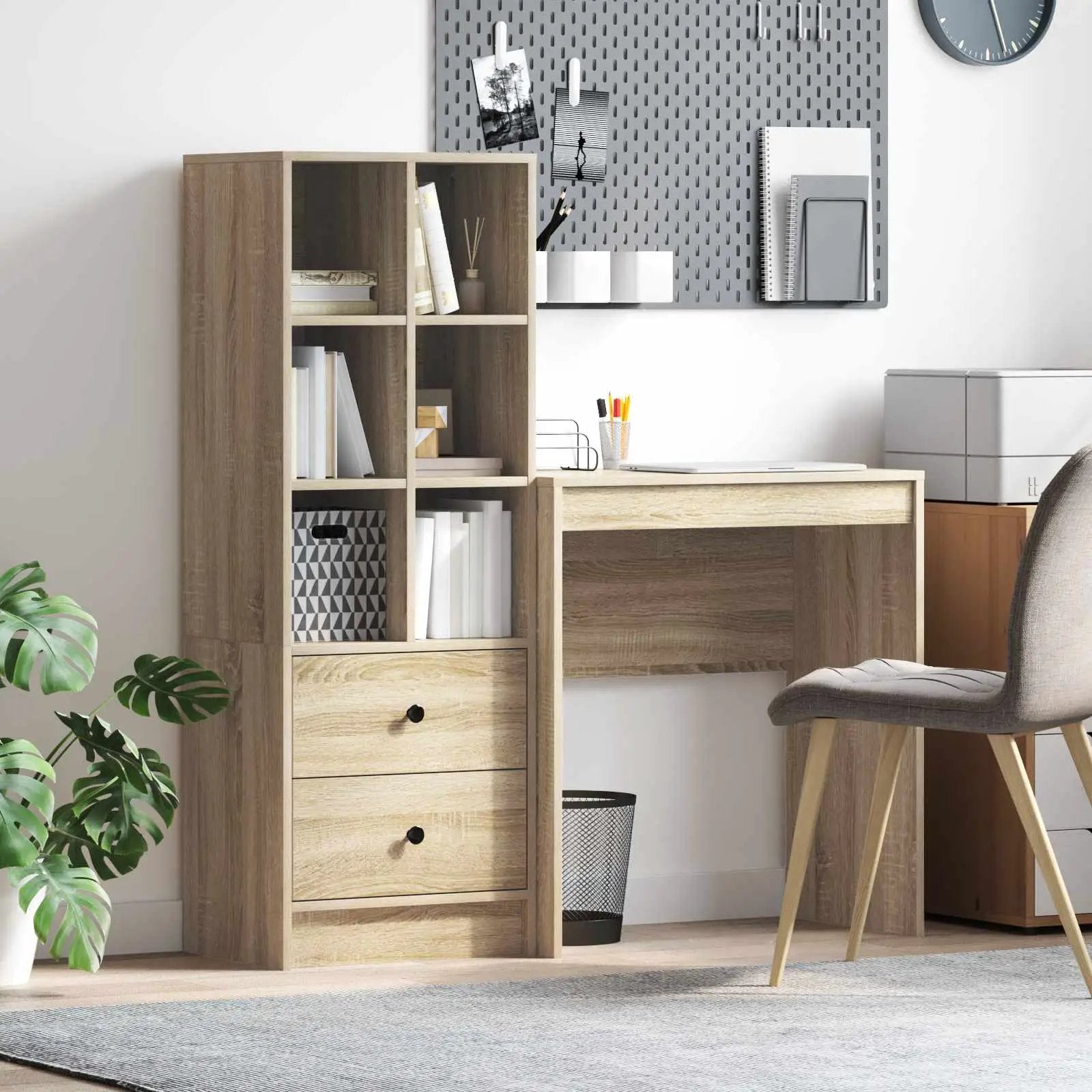 vidaXL vidaXL Desk with Drawer with Shelf with Storage 2 pcs Sonoma Oak - Desk