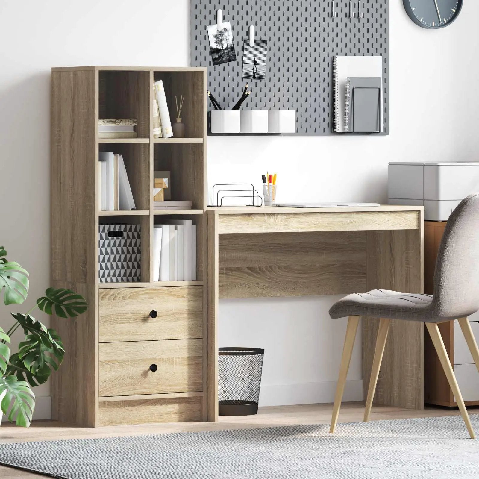 vidaXL vidaXL Desk with Drawer with Shelf with Storage 2 pcs Sonoma Oak - Desk