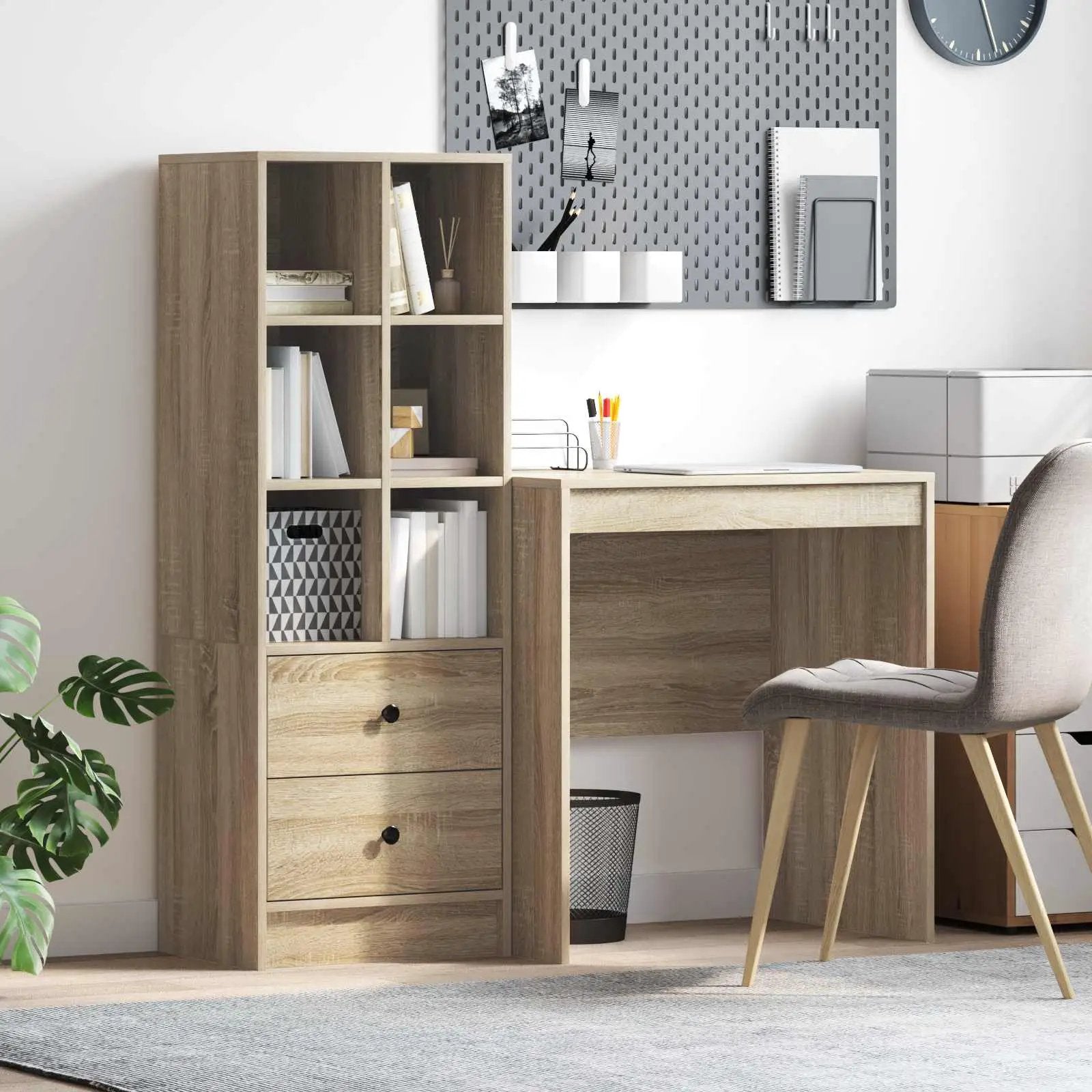 vidaXL vidaXL Desk with Drawer with Shelf with Storage 2 pcs Sonoma Oak - Desk