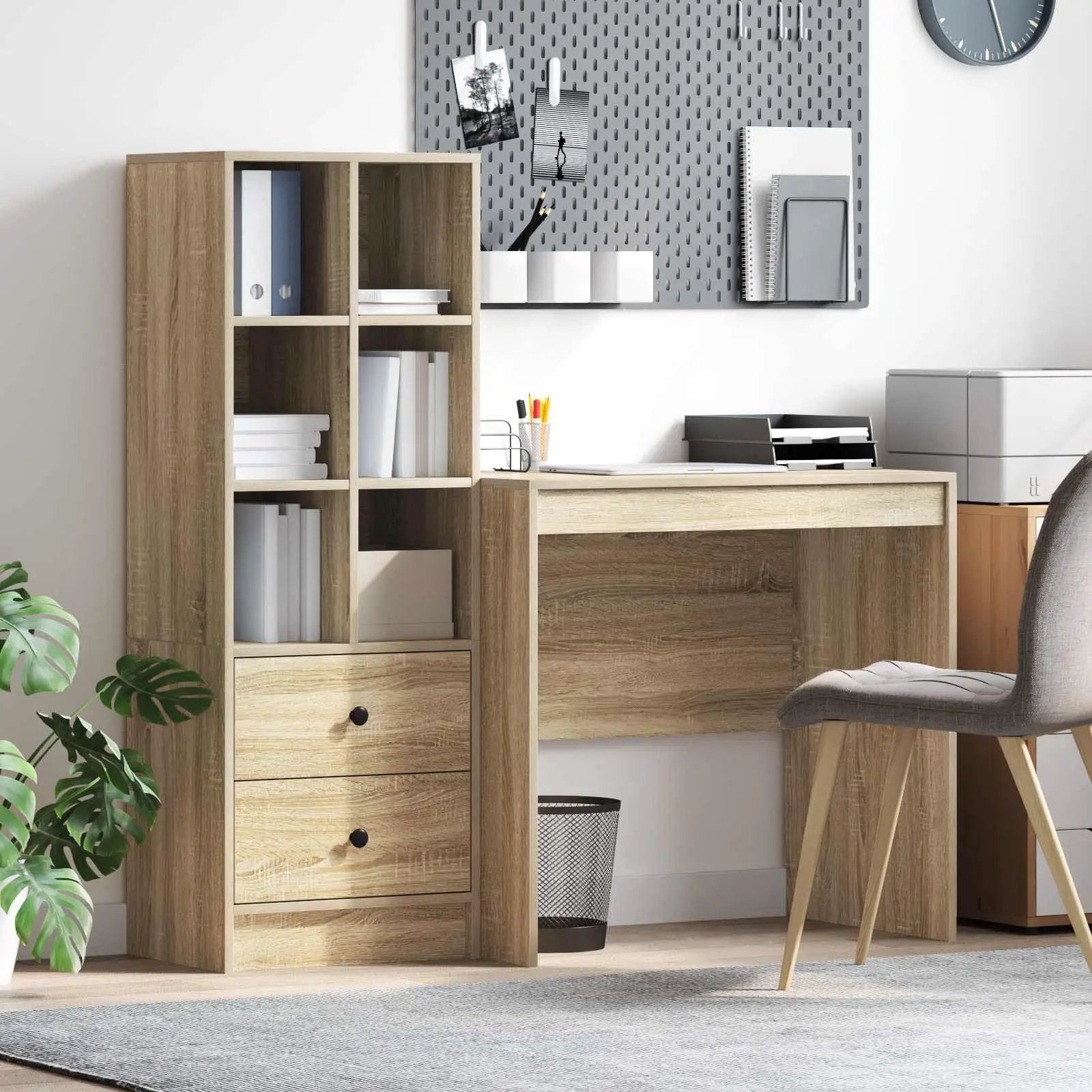 vidaXL vidaXL Desk with Drawer with Shelf with Storage 2 pcs Sonoma Oak - Desk
