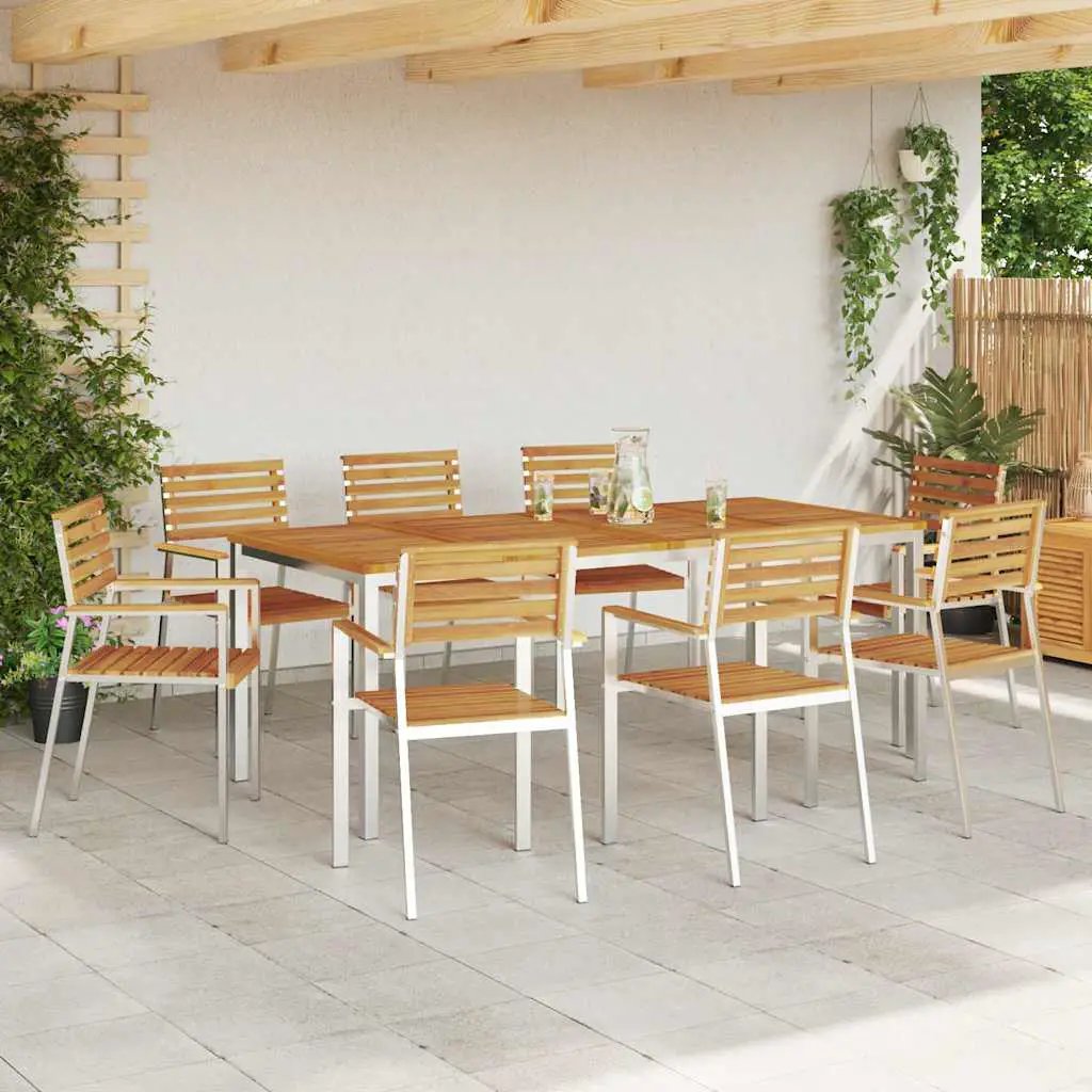 vidaXL vidaXL Garden Chair 8 pcs Oil Natural Solid Acacia Wood - Garden Chairs