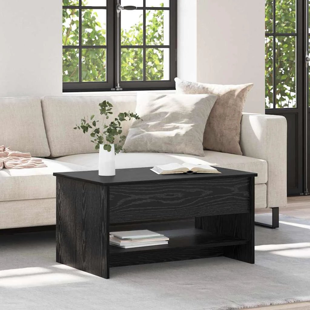 vidaXL VidaXL Coffee Table 80 x 50.5 x 41.5 Cm Black Oak Finish Engineered Wood For Modern Living Room - Coffee Table
