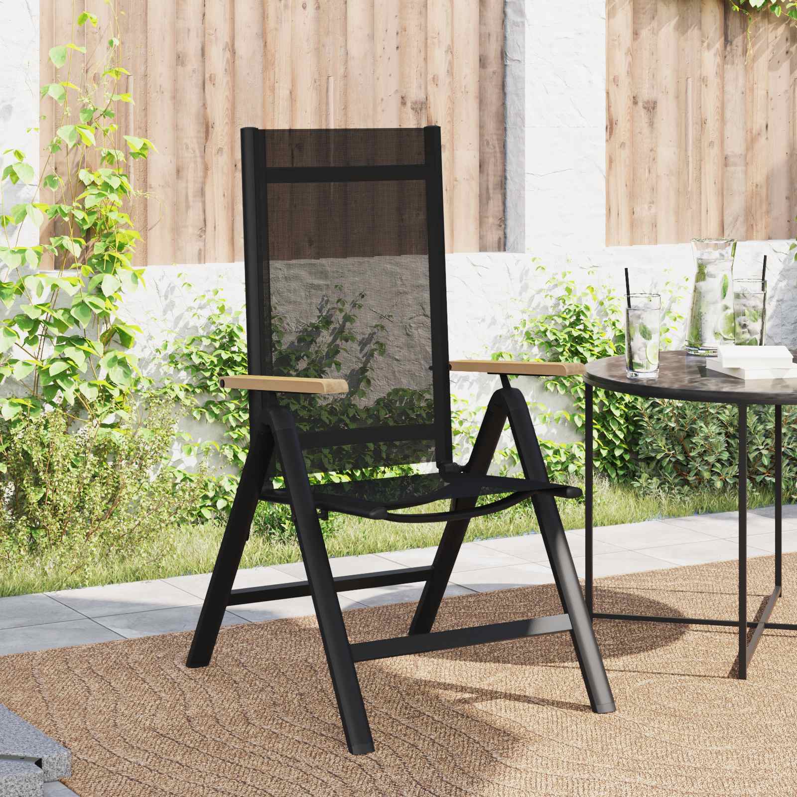 vidaXL vidaXL Reclining Garden Chairs 2 pcs Black 58 x 73 x 111.5 cm -