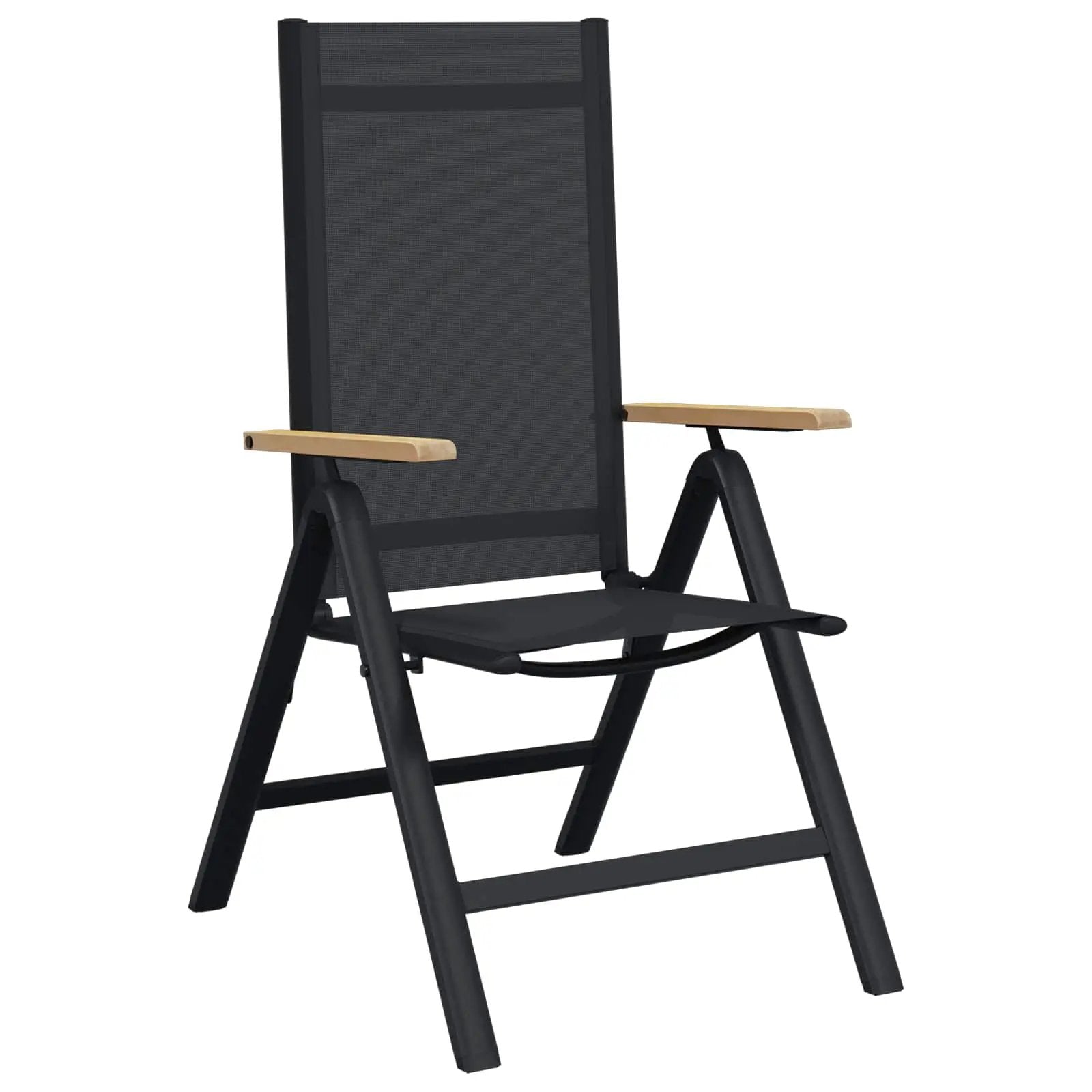 vidaXL vidaXL Reclining Garden Chairs 2 pcs Black 58 x 73 x 111.5 cm -
