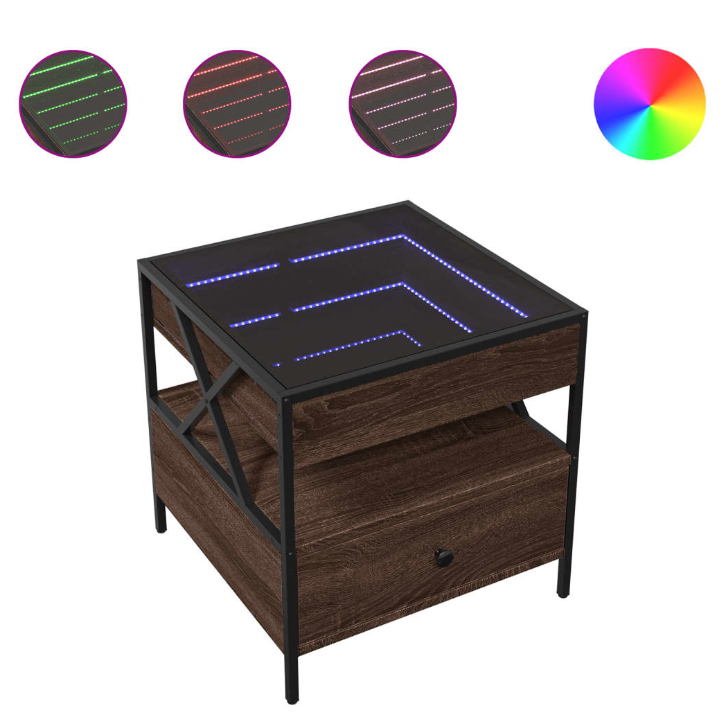 VidaXL Coffee Table 50x50x51 Cm Infinity LED Mirror RGB Living Room Accent For Modern Living Rooms by vidaXL