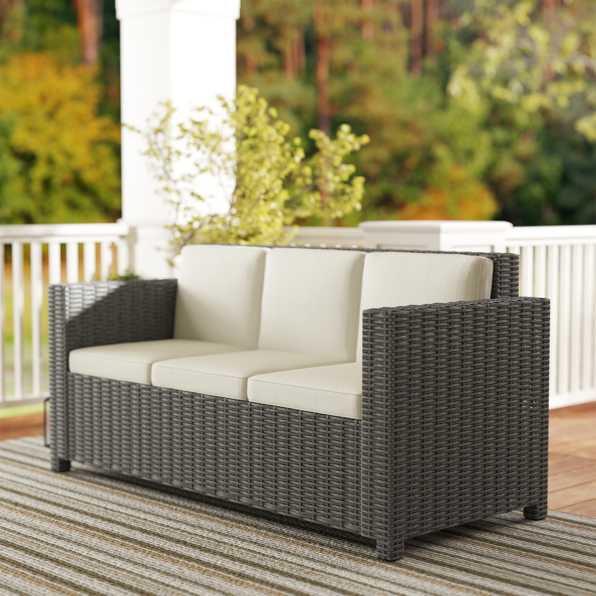 Outsunny Rattan 3 Seat Sofa Cushions 10cm Thick Outdoor - Outsunny - Home Symphony