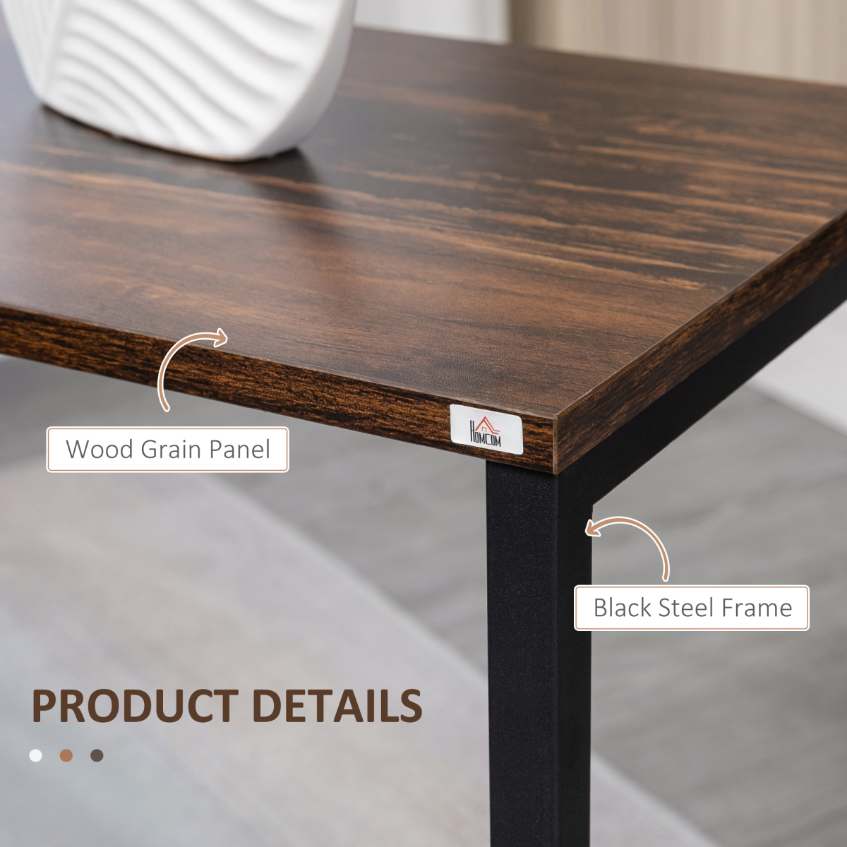 HOMCOM C Shaped Nesting Tables Set of 3 Small Medium Large Rustic Brown Steel Frame Space Saving Living Room End Tables - HOMCOM - Home Symphony