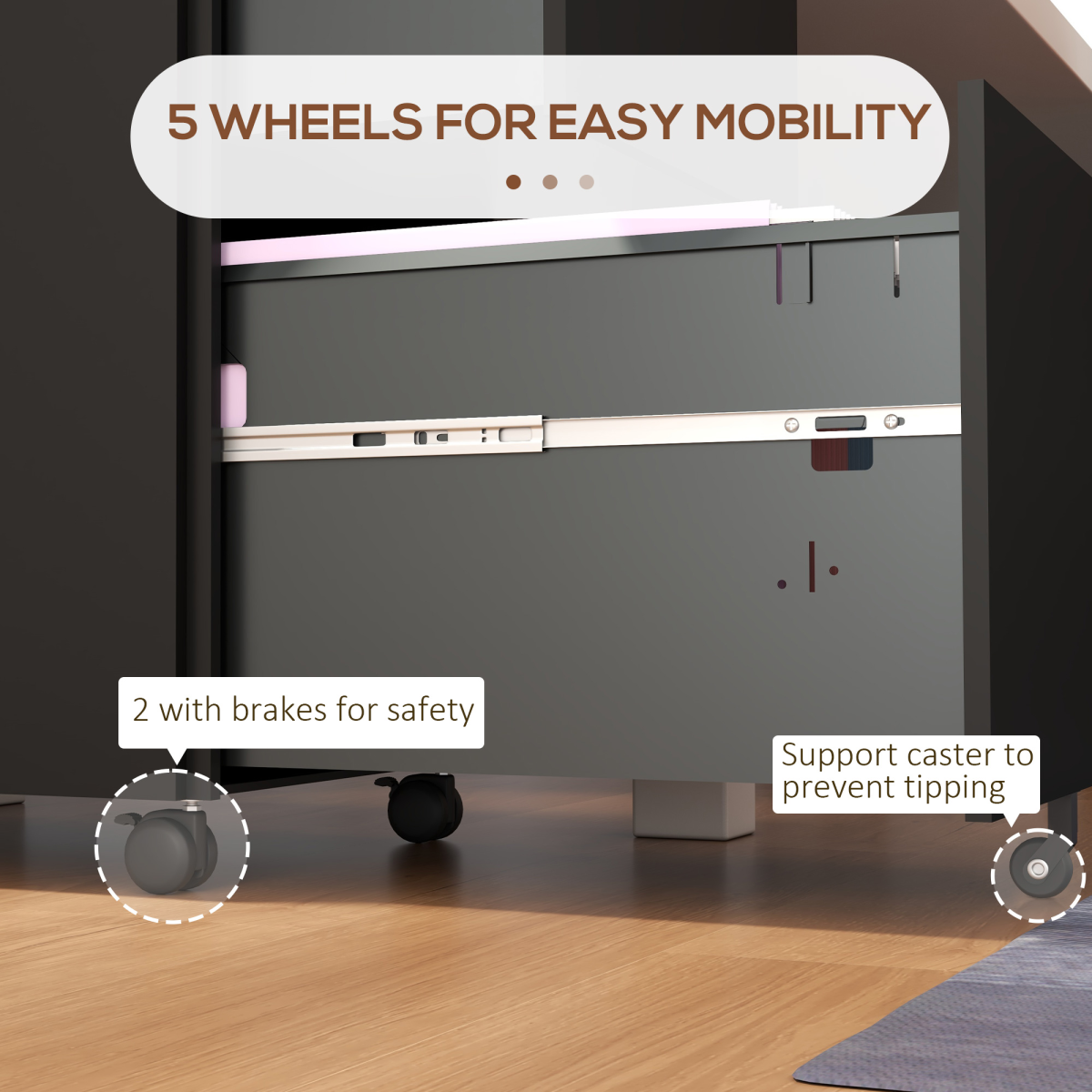 Vinsetto Compact Two Drawer Steel File Cabinet With Lock And Adjustable Hanging Bars For Home Office