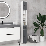 kleankin kleankin Slim Bathroom Cabinet, Toilet Roll Storage w/ Open Shelves, Grey - Display Cabinet