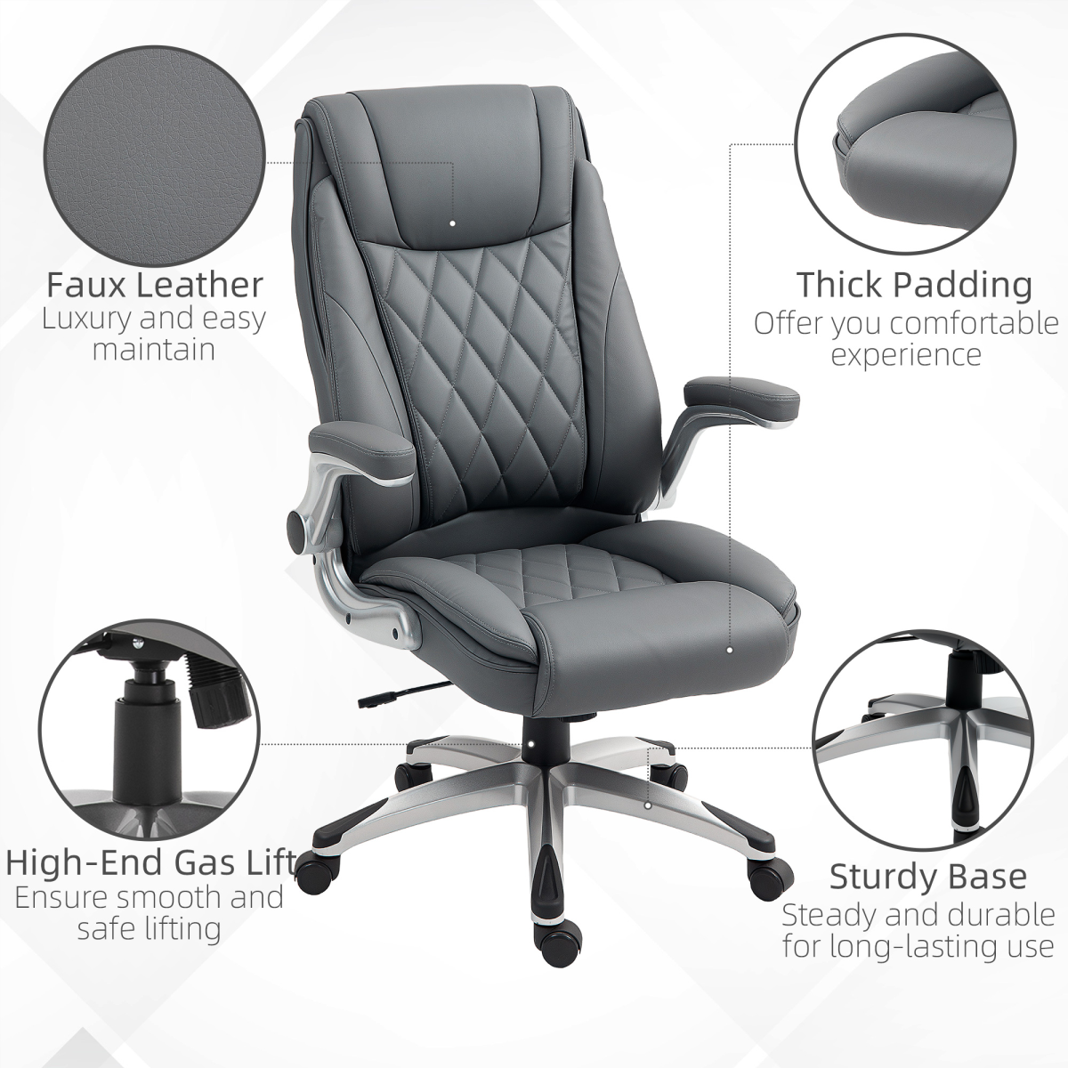 Vinsetto Executive Office Chair High Back With Headrest And Faux Leather For Home Office