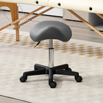 HOMCOM HOMCOM Saddle Stool Adjustable Rolling Salon Chair for Massage Spa Beauty Grey - Bar Stool