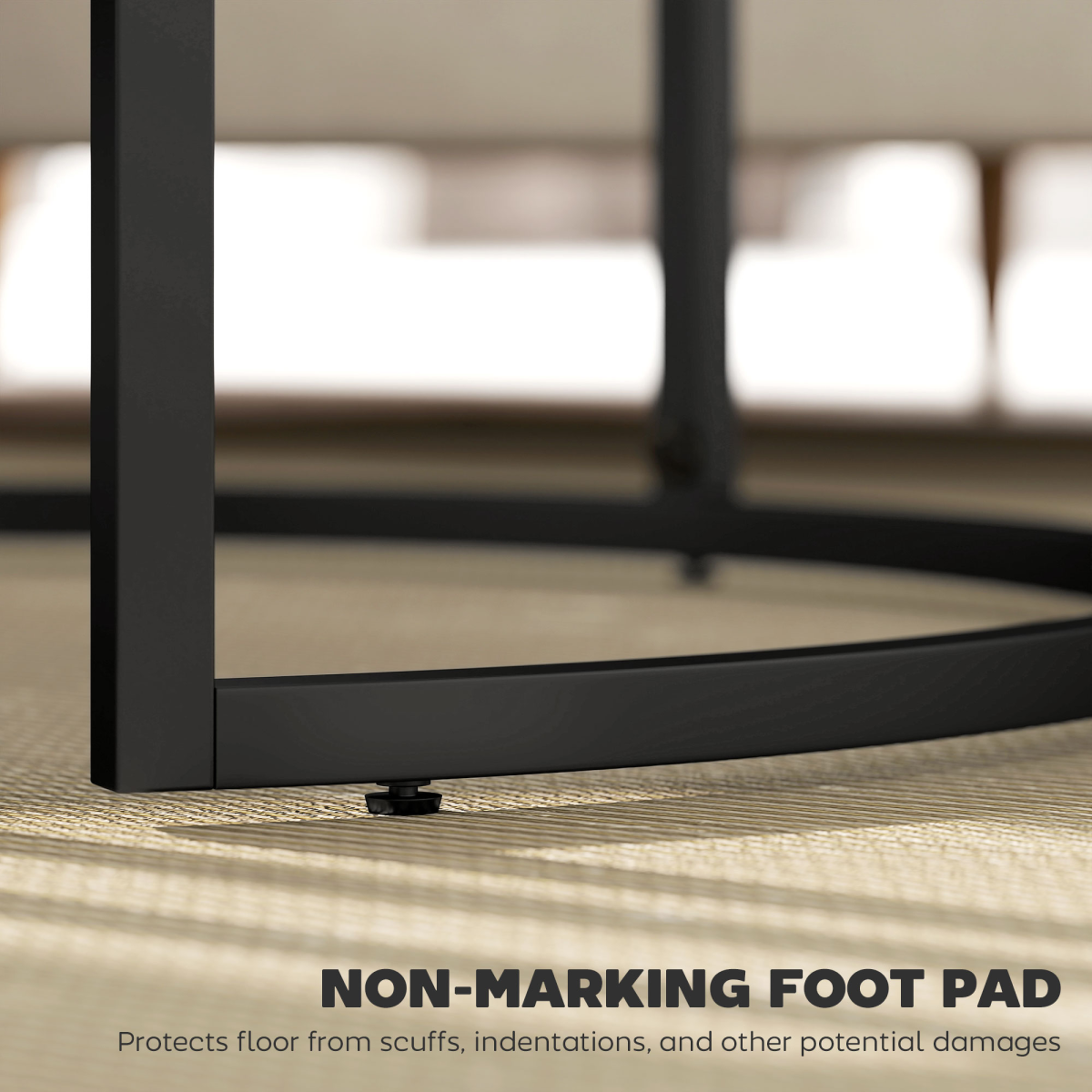 HOMCOM Two Piece Stacking Coffee Tables Set Large And Small Marble Effect MDF Tops Steel Frame With Foot Pads For Living Room