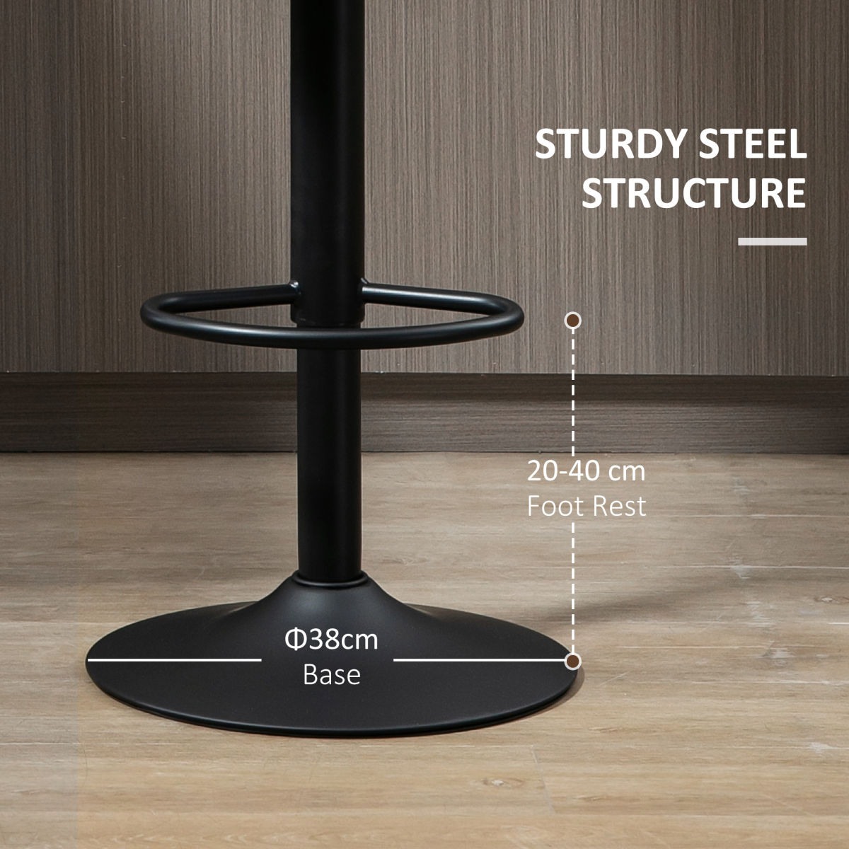 Premium Barstools 89.5-109.5cm Gas Lift Pair - HOMCOM - Home Symphony