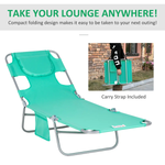 Outsunny Reclining Lounge Chair Face Cavity with Pillow Green - Sun Lounger