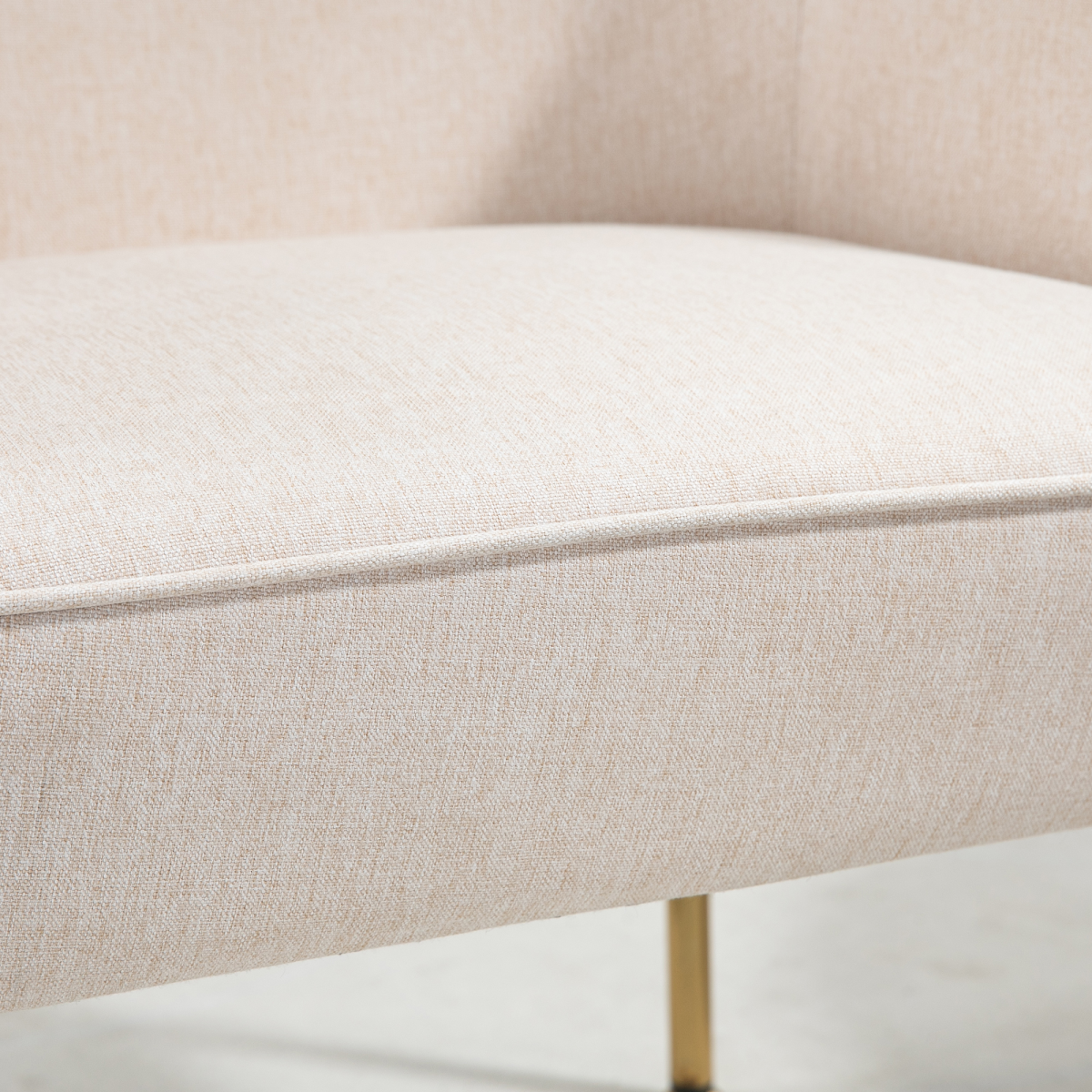 Premium Fabric Armchair Tub Chair Gold Legs For Living Room by Home Symphony—beige fabric with gold legs.