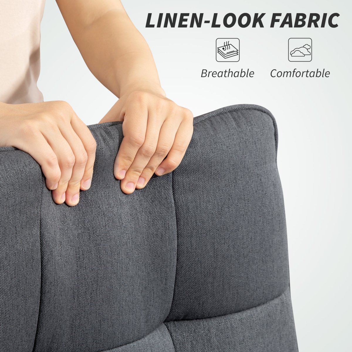 HOMCOM Fabric Office Chair With Adjustable Height Tilt 5 Wheel Ergonomic Home Desk Chair - HOMCOM - Home Symphony