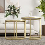 Elegant Side Tables RoundOblong Marble LivingArea - HOMCOM - Home Symphony