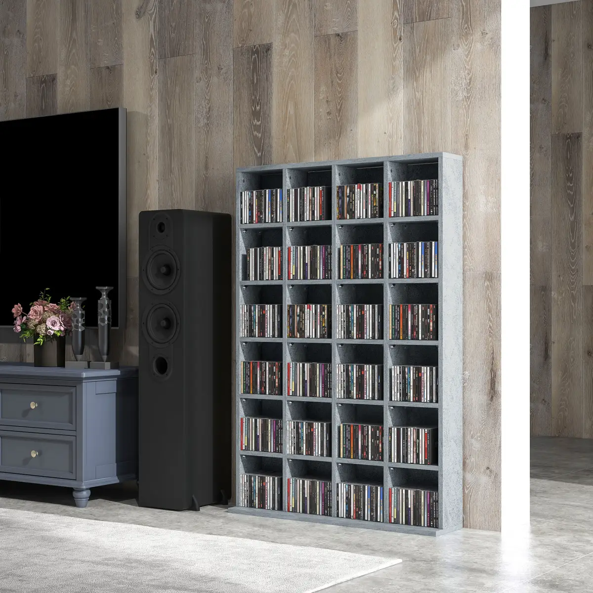 HOMCOM HOMCOM DVD CD Media Storage Rack, Video Display Unit, 89 x 130.5 cm, Grey - Wine Rack