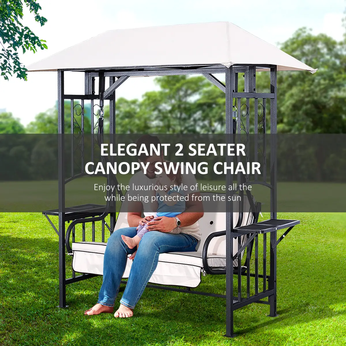 Outsunny Outsunny Outdoor Garden 2 Seater Canopy Swing Seat Porch Loveseat Hammock Chair - Hammocks