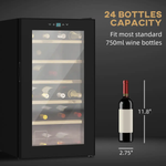 HOMCOM 24 Bottles Wine Fridge with Glass Door Digital Touch Screen Control LED Light - Wine Rack