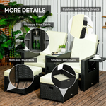 Outsunny Pro Rattan Lounger Set 5Level Adjustable Patio - Sun Lounger