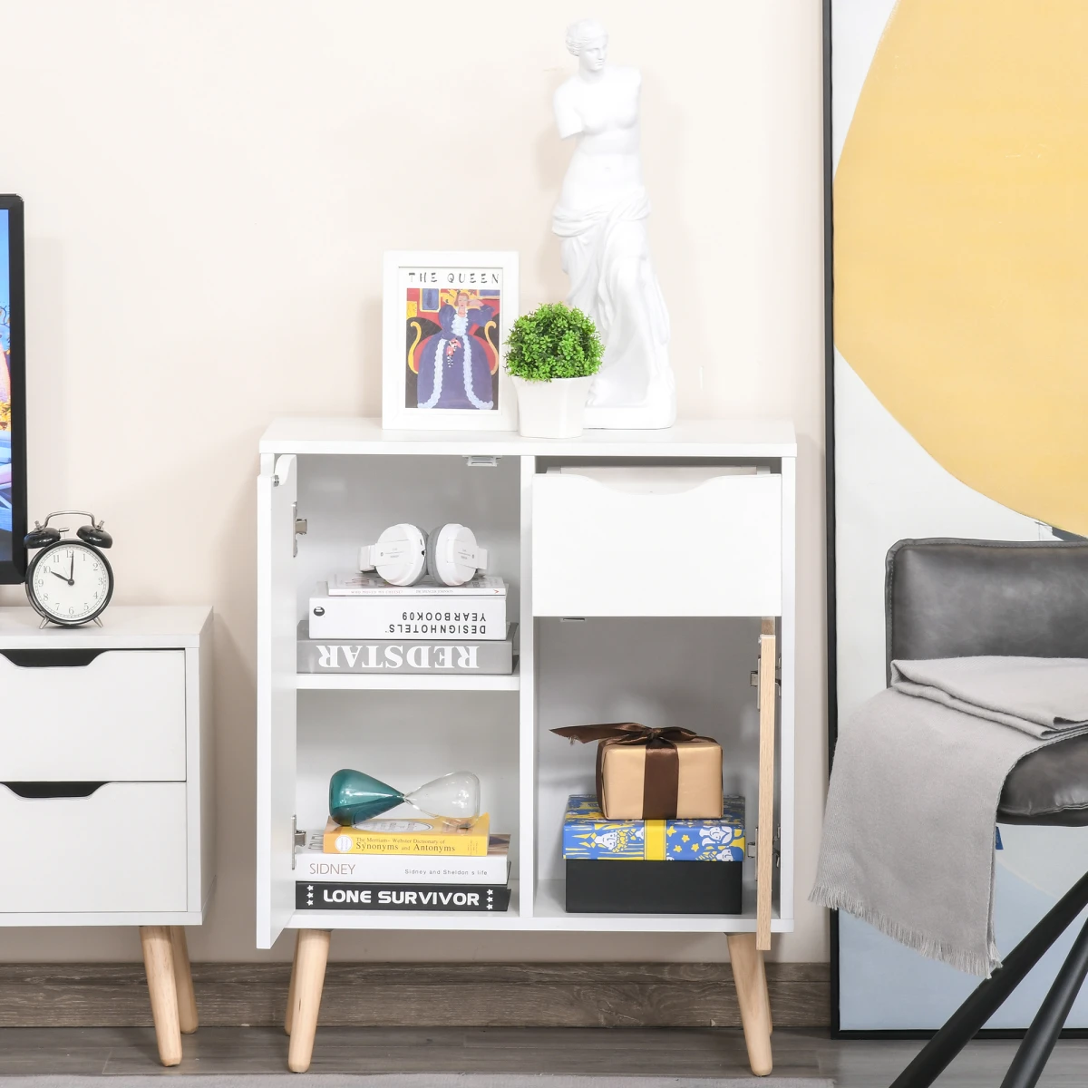 Unbranded Scandi Floor Cabinet Compact ThreeSection Bedroom - Sideboard