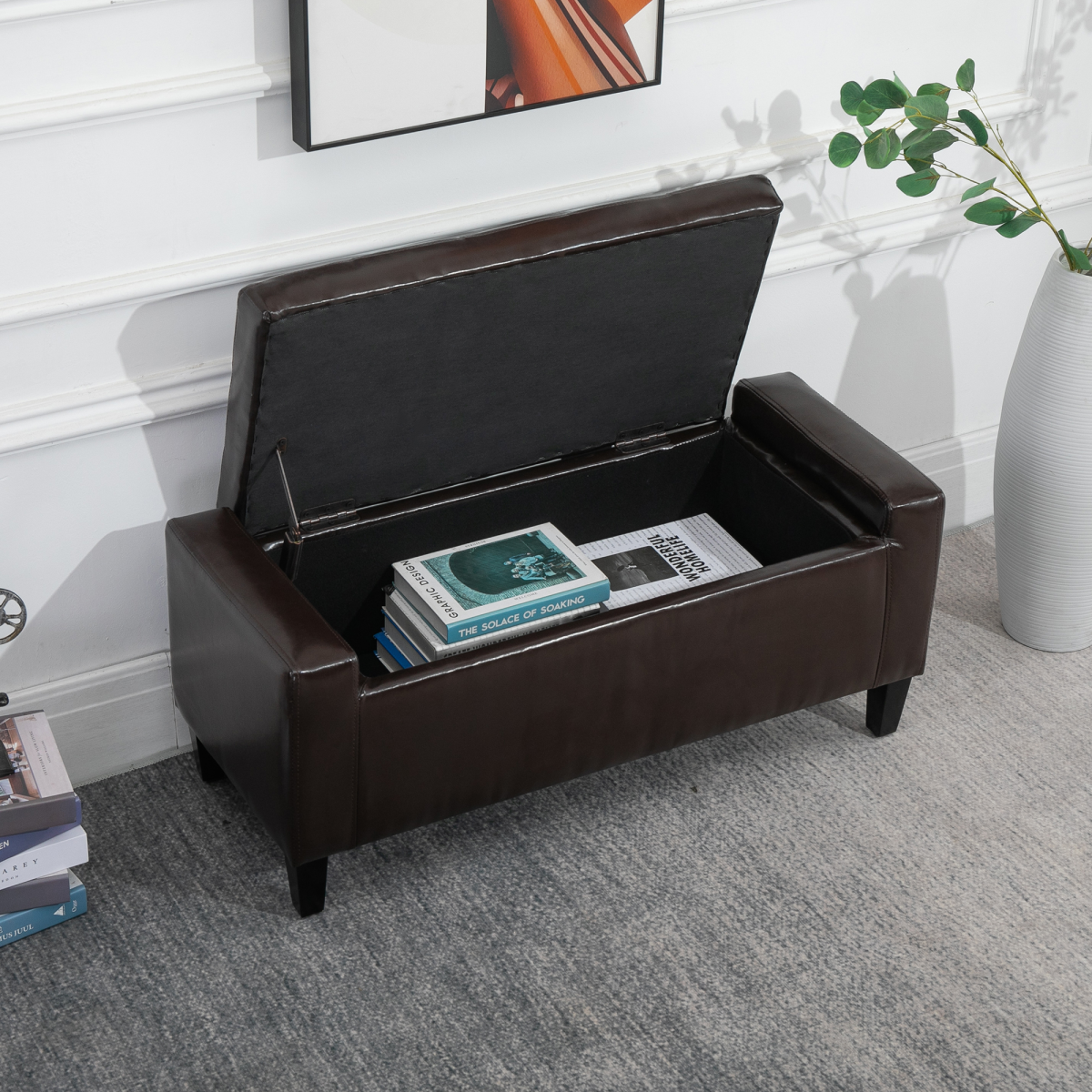 Deluxe Storage Ottoman Bench Large Tufted Lid With Inner Storage For Living Room Entryway - HOMCOM - Home Symphony