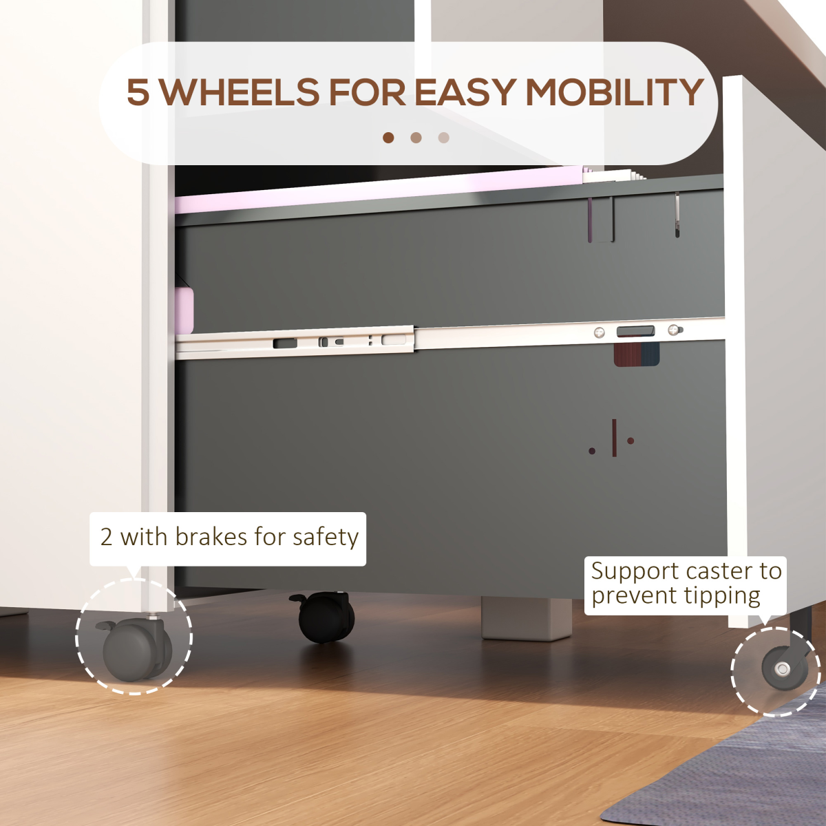 Vinsetto File Cabinet Lock Letter A4 Legal Office