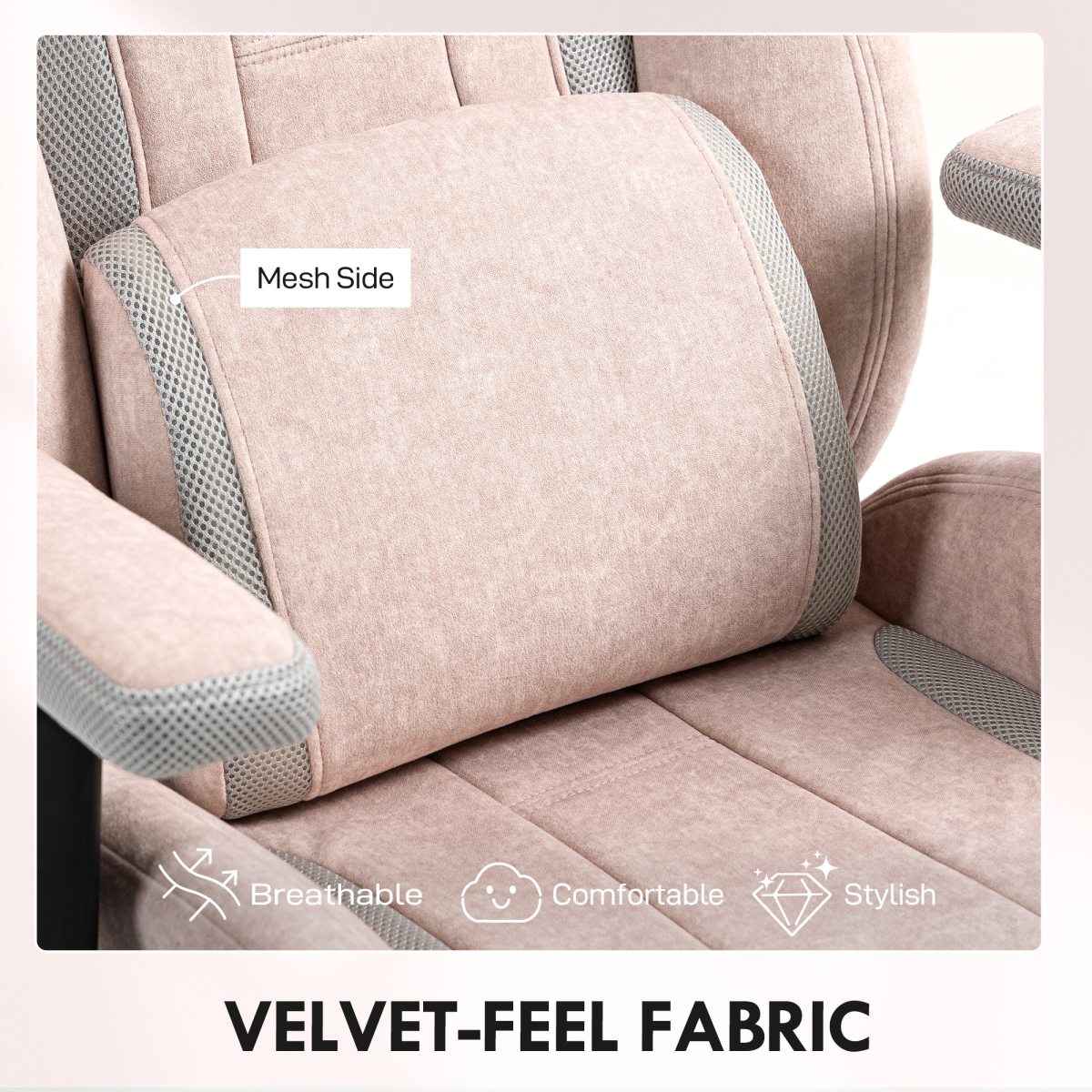 HOMCOM Gaming Chair Standard Size Adjustable Tilt For Gamers with velvet-feel fabric, breathable comfort.