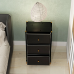HOMCOM HOMCOM Three-Drawer Chest Faux Leather Fronts Gold Accents For Bedroom And Living Room - Chest of Drawers