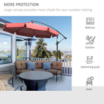 Outsunny 2.7m Banana Parasol Cantilever Crank Handle Wine Red - Parasol