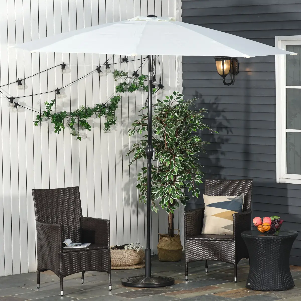 Outsunny Outsunny Cantilever Offset Umbrella Base Cement Parasol Stand, Black - Parasol