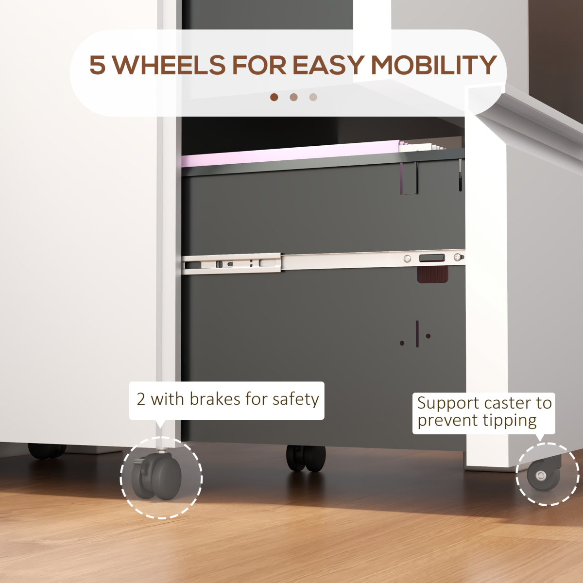 Vinsetto Steel File Cabinet Locking With Adjustable Hanging Bar For Letter A4 Legal Office Use