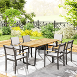 Outsunny Outsunny Wooden Garden Table for 6 with 5cm Parasol Hole for Balcony Terrace - Garden Table